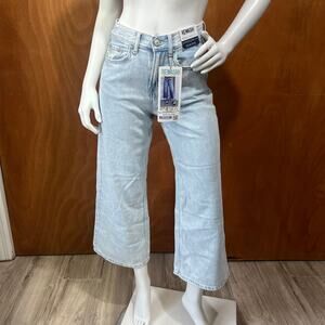 Rewash High Rise Wide Leg Crop Effortless Denim Jeans Light Wash Size 1/25